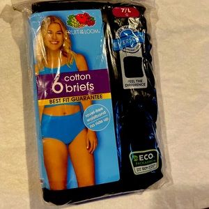 NEW - Fruit of the Loom Women's 6-pack Black Cotton Briefs - Size 7/Lg